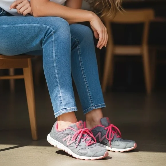 New Balance Gray and Pink Athletic Shoes 550v4 - Picture 2 of 8